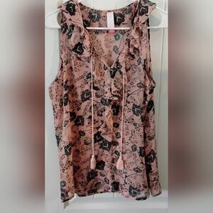 Boho Floral Pink Sleeveless Top XL